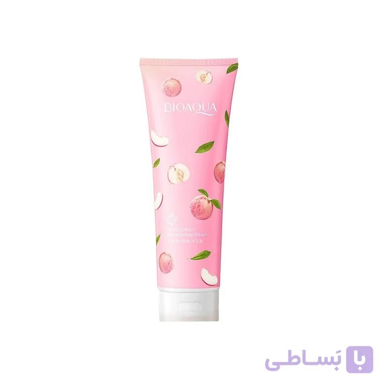 نمک حمام لایه‌بردار هلو بیوآکوا (BIOAQUA) مدل پیچ هگزاپپتاید (Peach Hexapeptide) با عصاره هلو و هگزاپپتاید – ۲۵۰ گرم