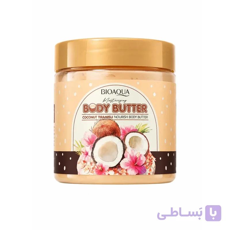 کره بدن بیوآکوا (BIOAQUA) مدل کوکونات تیرامیسو (Coconut Tiramisu) – مرطوب‌کننده و نرم‌کننده عمیق – ۲۰۰ گرم