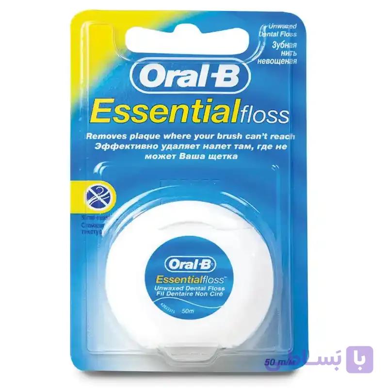 نخ دندان اورال-بی (Oral-B) مدل اسنشال (Essential) بدون موم – ۵۰ متر
