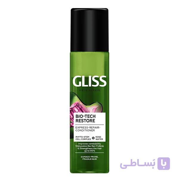 اسپری دو فاز گلیس (Gliss) مدل بیو-تک ریستور (Bio-Tech Restore) با کمپلکس سلول‌های بنیادی و آب گل رز – مخصوص موهای حساس و آسیب‌دیده – ۲۰۰ میلی‌لیتر