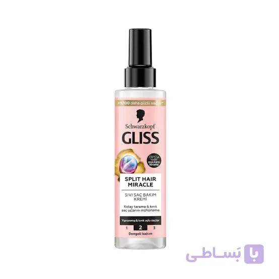 اسپری دو فاز گلیس (Gliss) مدل اسپلیت هیر میراکل (Split Hair Miracle) با کمپلکس یونی و روغن هسته انگور – مخصوص موهای آسیب‌دیده و دارای موخوره – ۲۰۰ میلی‌لیتر