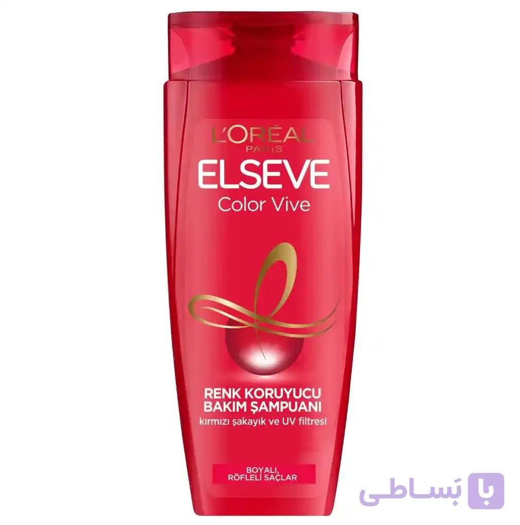 شامپو لورآل پاریس السیو (L’Oréal Paris Elseve) مدل کالر وایو (Color Vive) با ویتامین CG و فیلتر UV – مخصوص موهای رنگ شده و دکلره – ۳۰۰ میلی‌لیتر