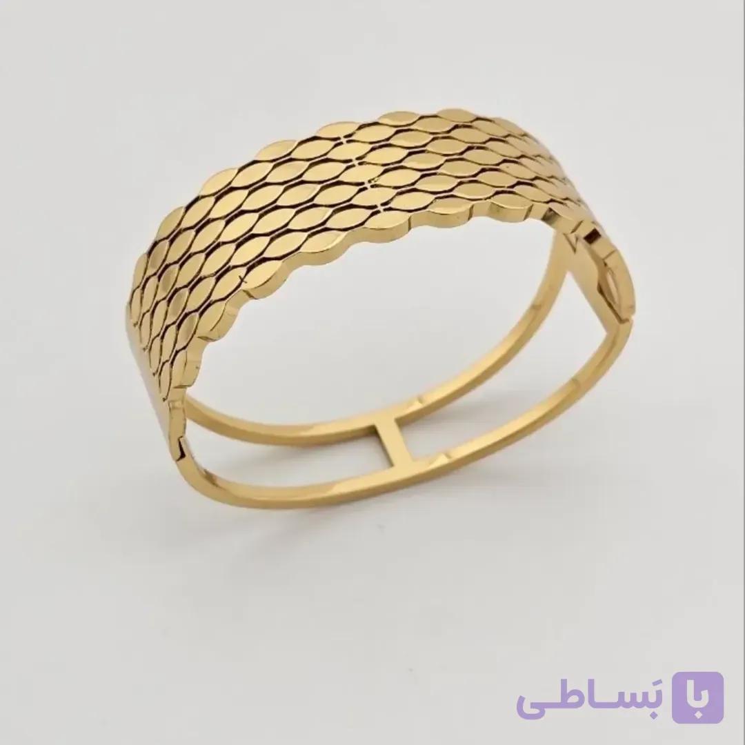 دستبند بنگل النگویی زنانه استیل رنگ ثابت فری سایز