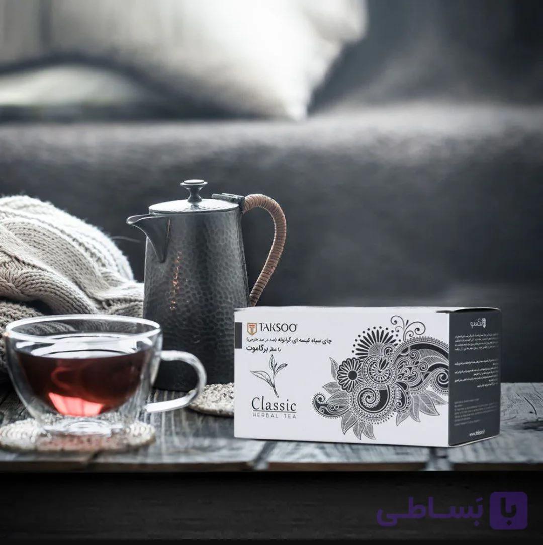 چای کلاسیک کیسه‌ای با عطر برگاموت تکسو ۲۵ تایی کاهش خستگی و کلسترول خون  Taksoo