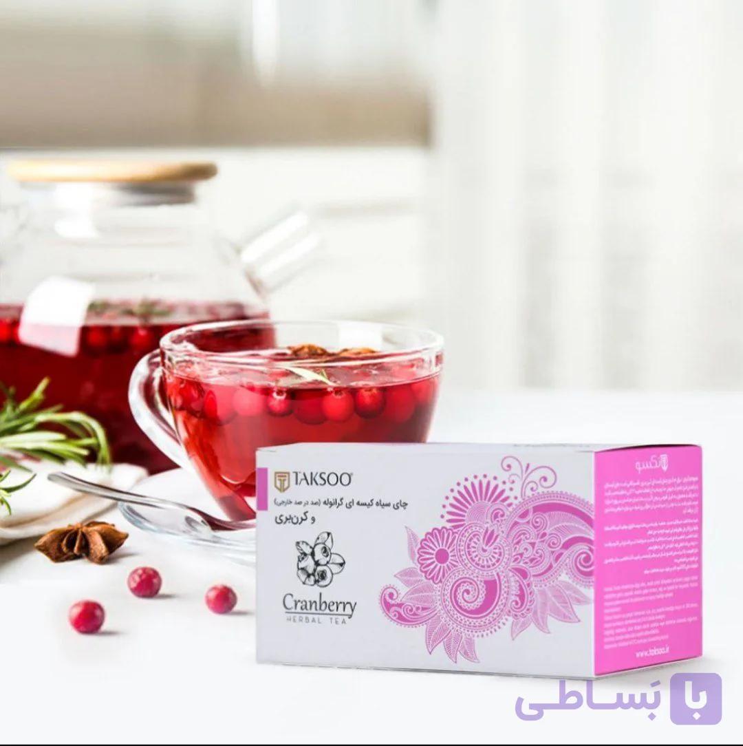 چای کرن بری کیسه‌ای تکسو ۲۵ تایی کاهش شاخص توده بدن (BMI) و بهبود سطح کلسترول "خوب" (HDL) و مناسب برای سلامت دهان و دندان  Taksoo