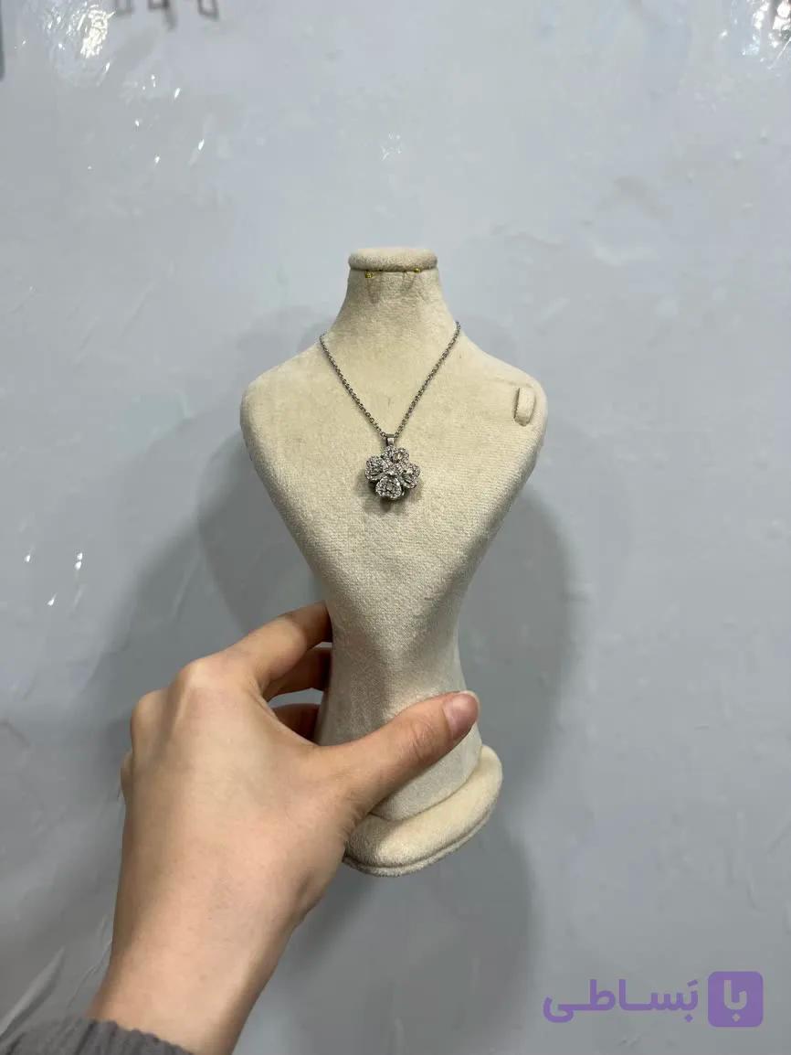 گردنبند استیل جواهری طرح چرخشی