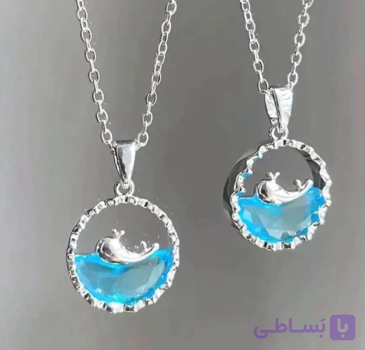 گردنبند جواهری استیل ،طرح نهنگ‌ آبی