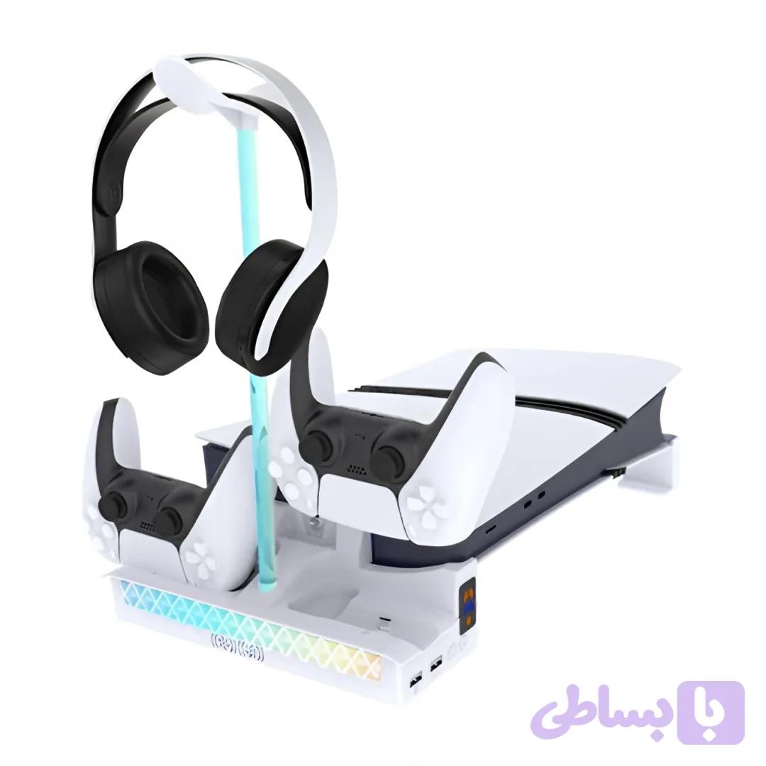 فن خنک کننده و شارژر دسته و پایه نگهدارنده پلی استیشن 5 اسلیم پی جی تک مدل GP-533S — تصویر 1