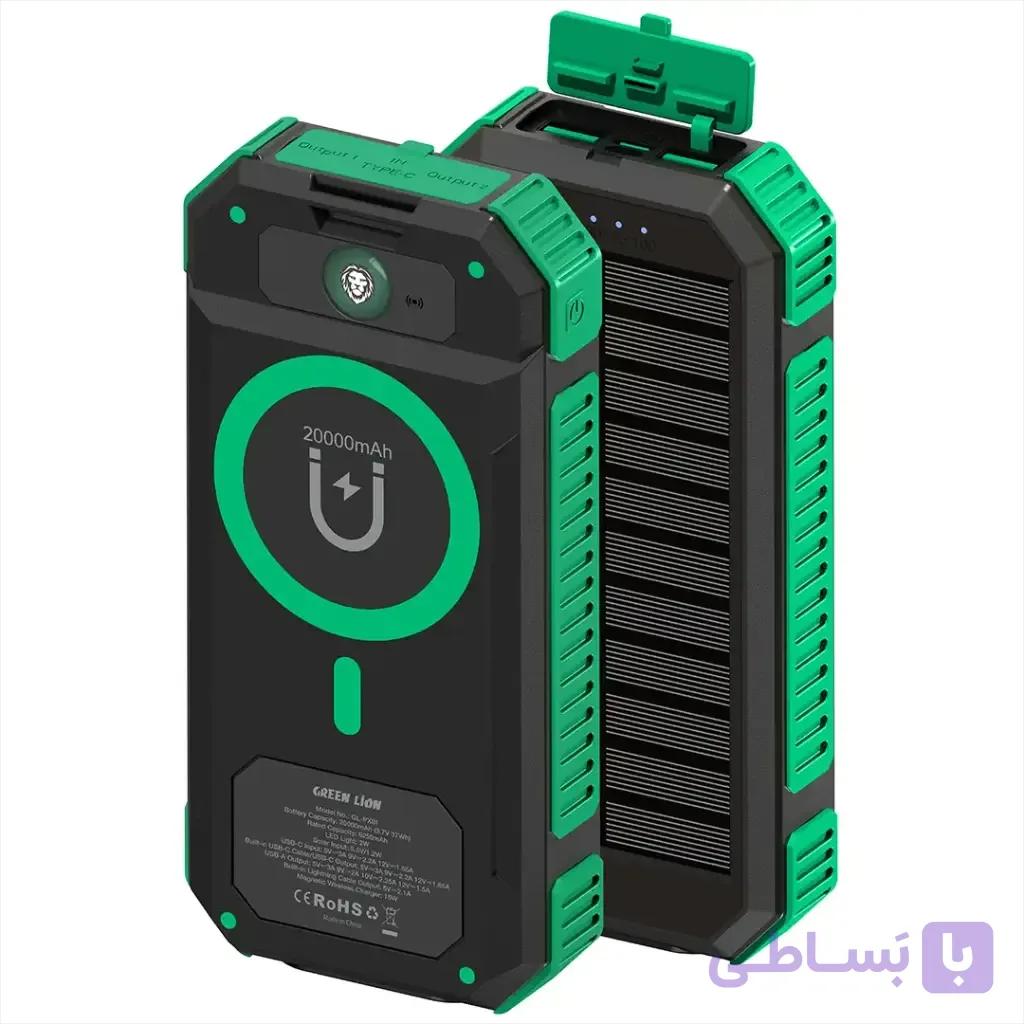 پاوربانک خورشیدی گرین لاین مدل GL-PX81 ظرفیت ۲۰ هزار میلی آمپر — تصویر 1