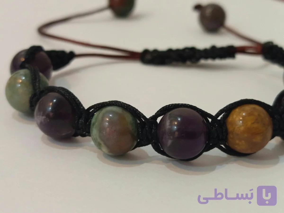 دستبند،آمیتیست و عقیق خزه ای،کار دست