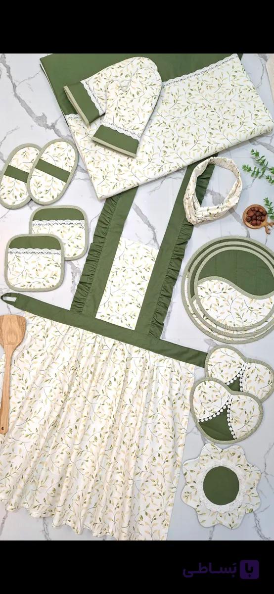 سرویس آشپزخانه پارچه ای عسل مدل ۰۱ طرح سبز