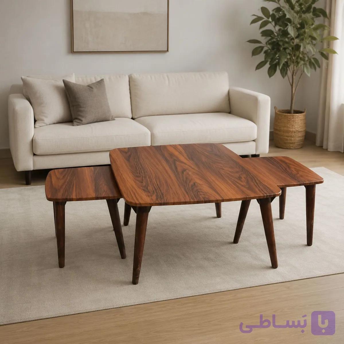 میز جلومبلی عسلی مربع طرح چوب سری 22 — تصویر 1