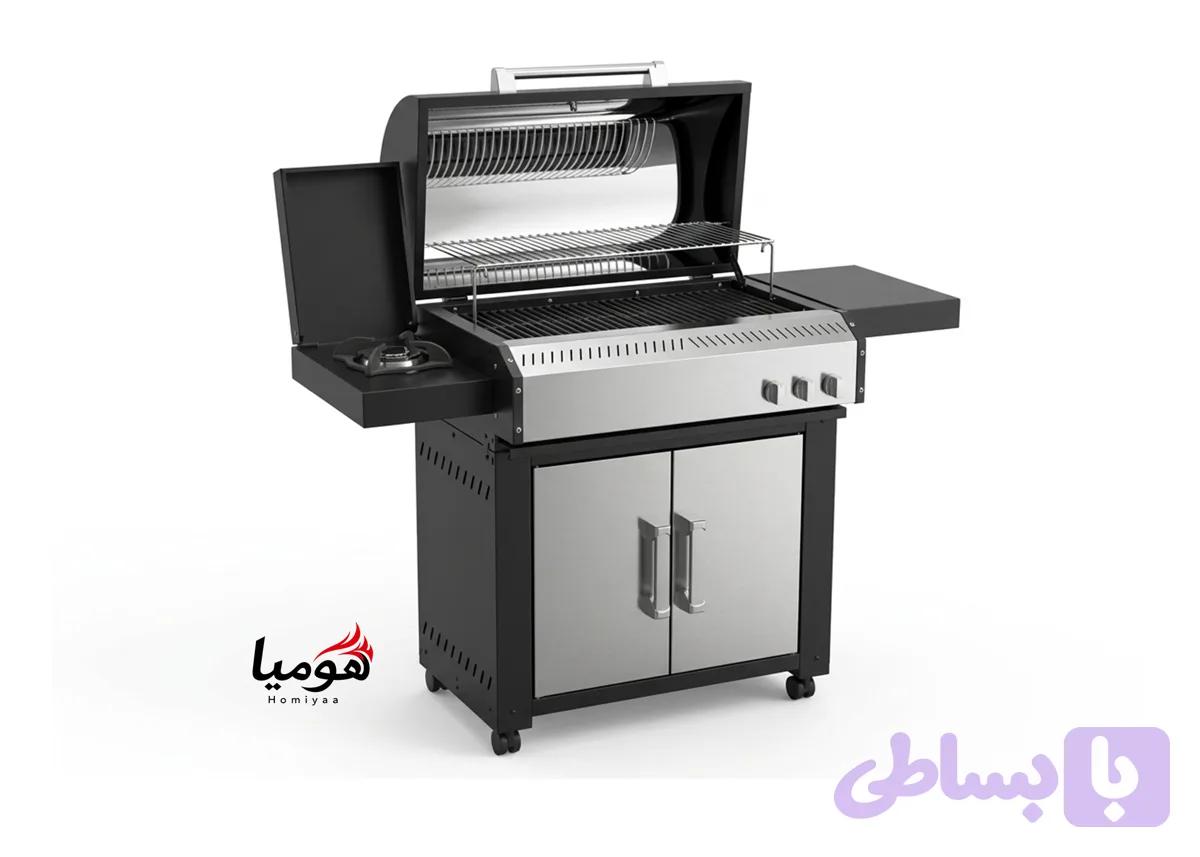 باربیکیو کابینت دار محفظه استیل پلوپزدار 110 سانتی لوله و محفظه استیل