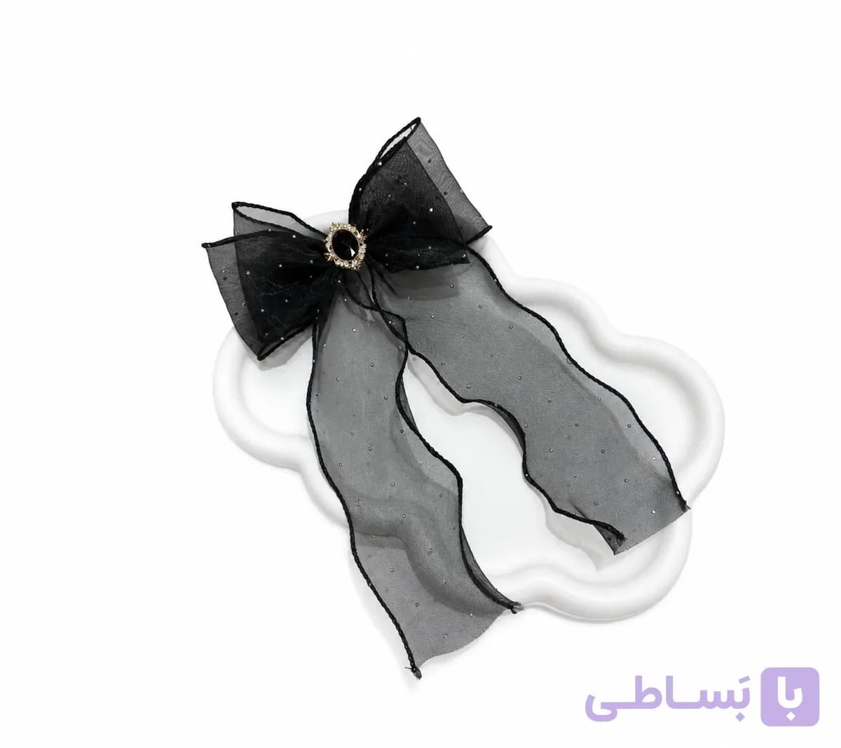 اکسسوری مو پاپیون حریر نگین دار (گیره مو)