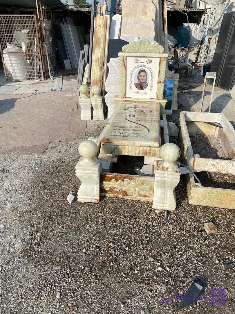 سنگ مزار مرمر سبز طرح خاطره (کد2025)