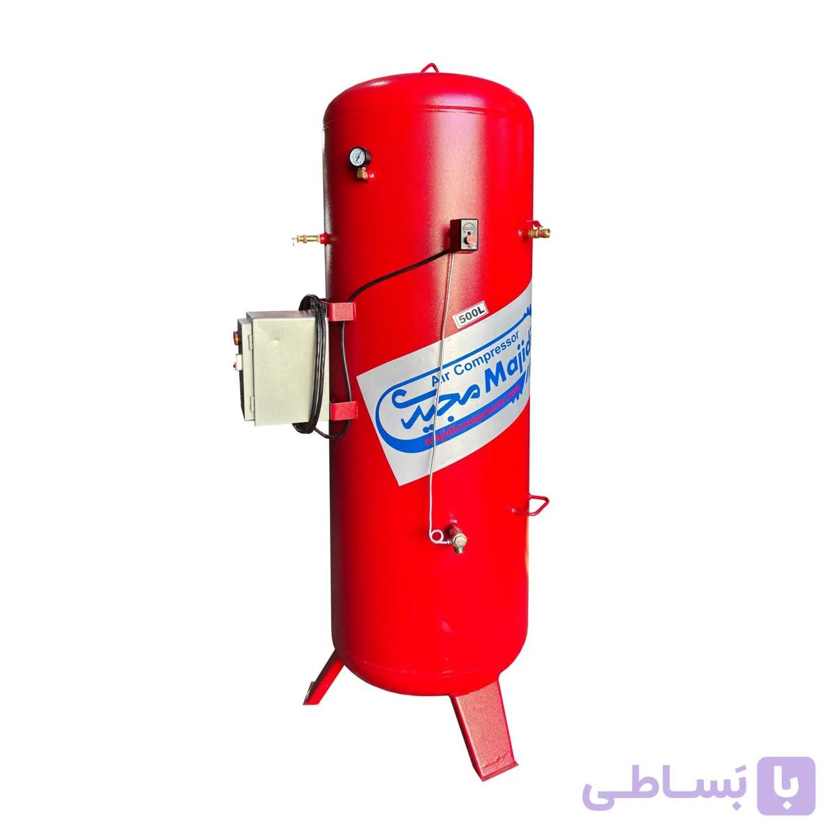 مخزن هوا ۵۰۰ لیتری کمپرسور باد مجیدی ورق ۴ میلی‌متر فولاد مبارکه (رنگ کوره‌ای) — تصویر 1