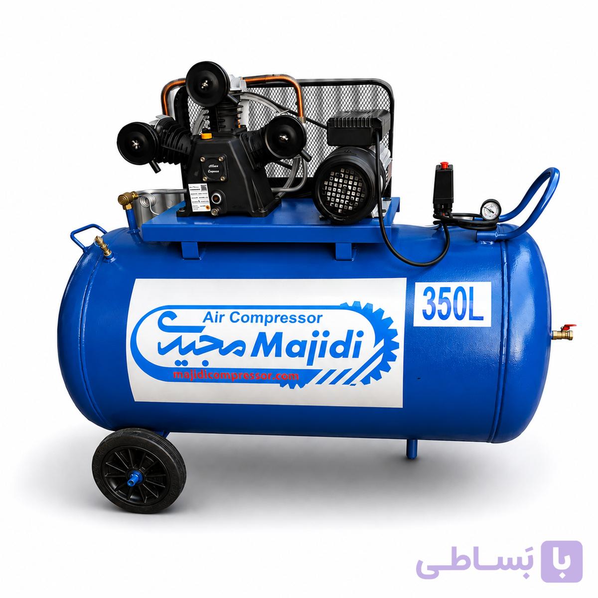 کمپرسور باد ۳۵۰ لیتری مجیدی ۳ پیستون دینام ۳ اسب — تصویر 1