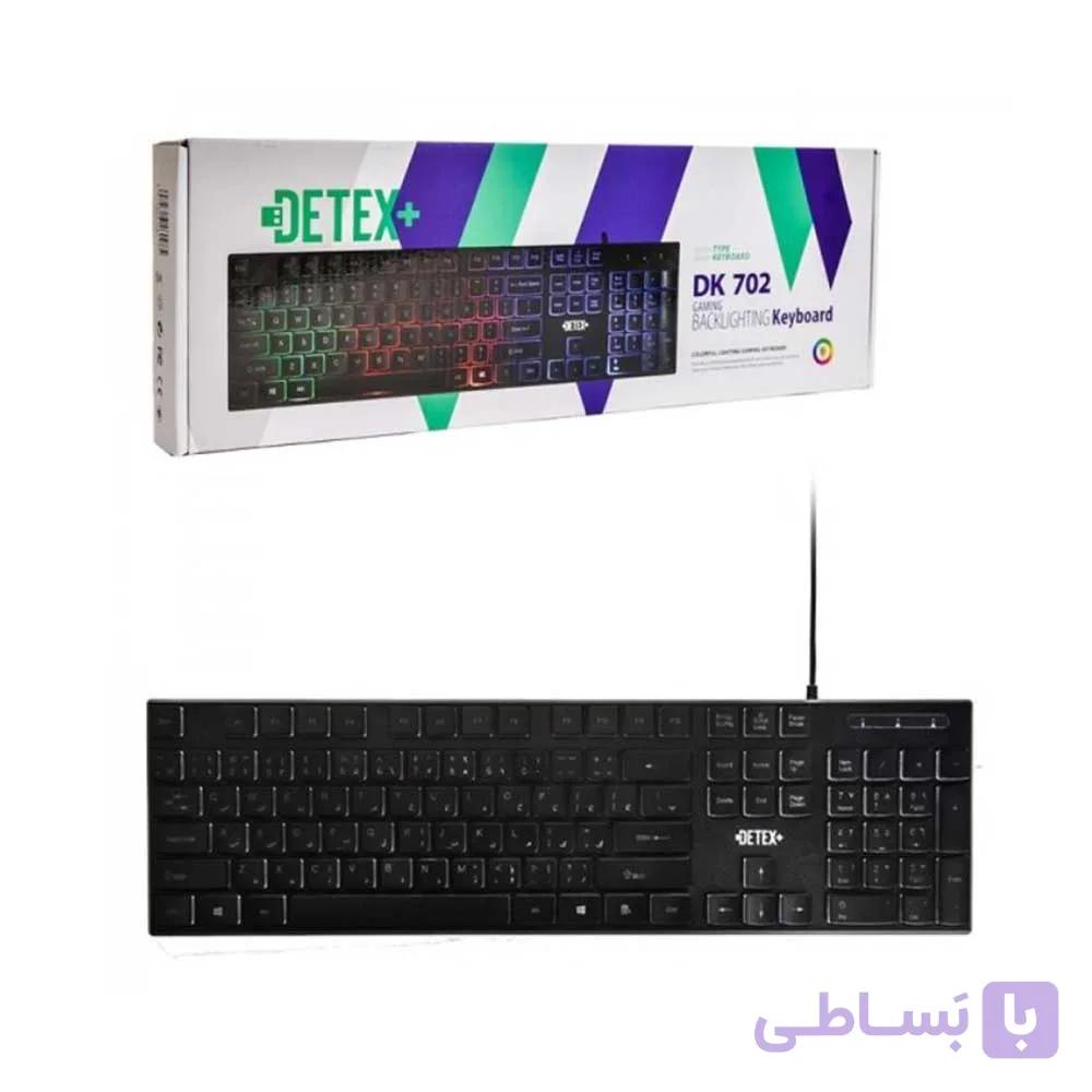 کیبورد گیمینگ دیتکس پلاس مدل DK702 سیمی با نورپردازی RGB و حروف فارسی