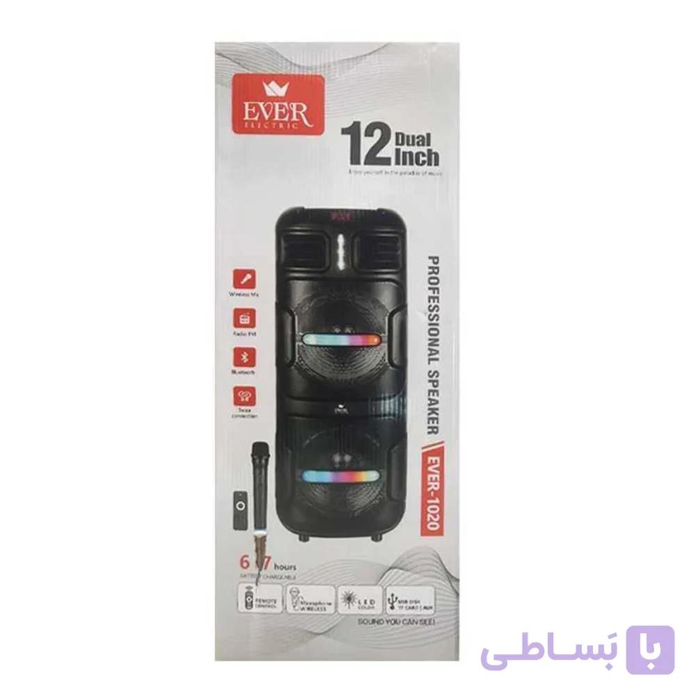 اسپیکر بلوتوثی EVER-1020 | دو ووفر ۱۲ اینچی و میکروفون