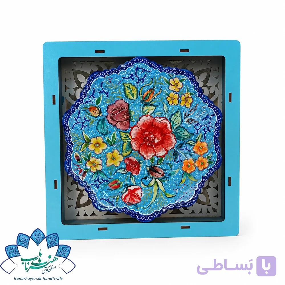 قاب و بشقاب میناکاری طرح گل-کد1321