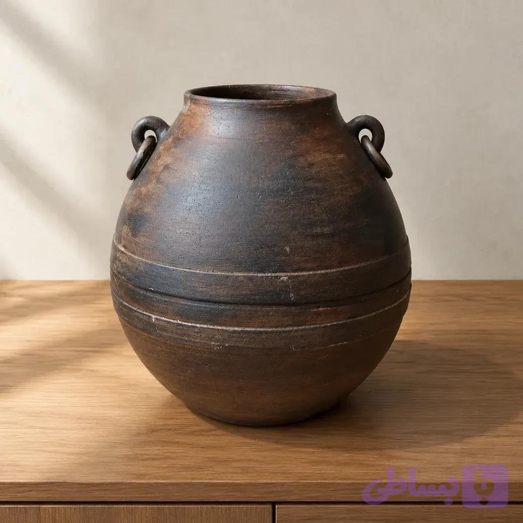 گلدان دکوراتیو گرد دو دسته — تصویر 1