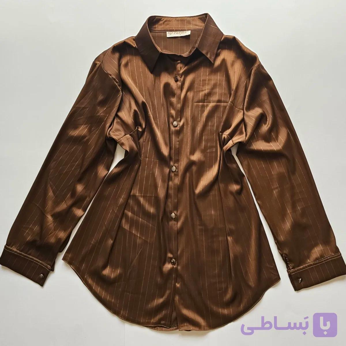 پیراهن ساتن زنانه راه‌راه سوزنی