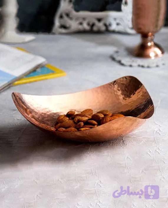 کاسه آجیل خوری مسی مدل هرمی سایز 2 سفید