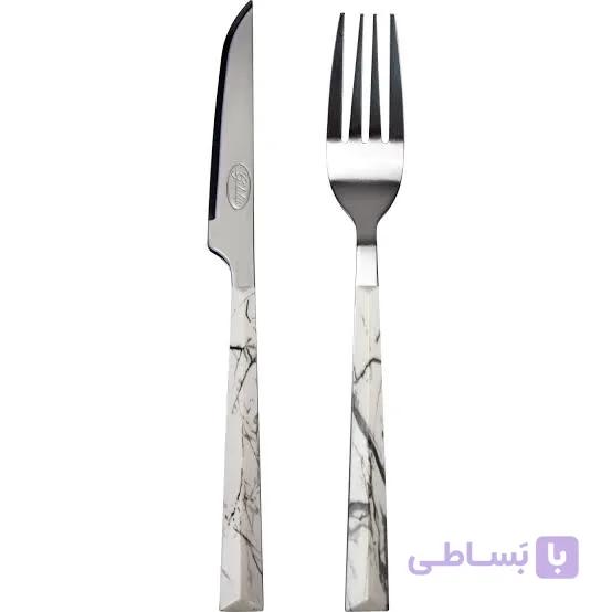 کارد و چنگال میوه خوری 12 پارچه مدل گیلدا طرح سنگ