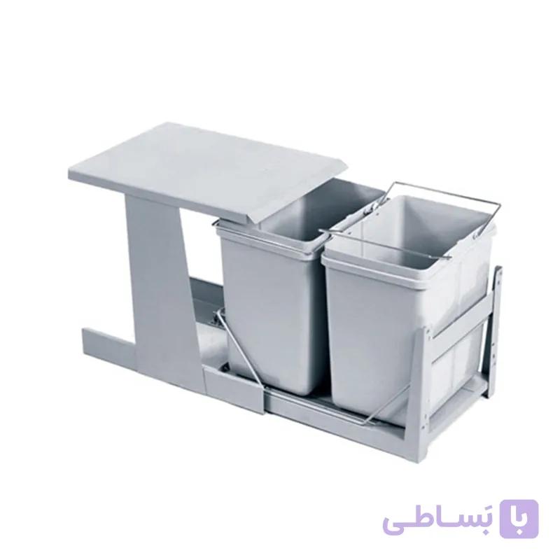 سطل زباله دو مخزنه متوسط ریل کف (46 لیتری) آدلان مدل A838 — تصویر 1