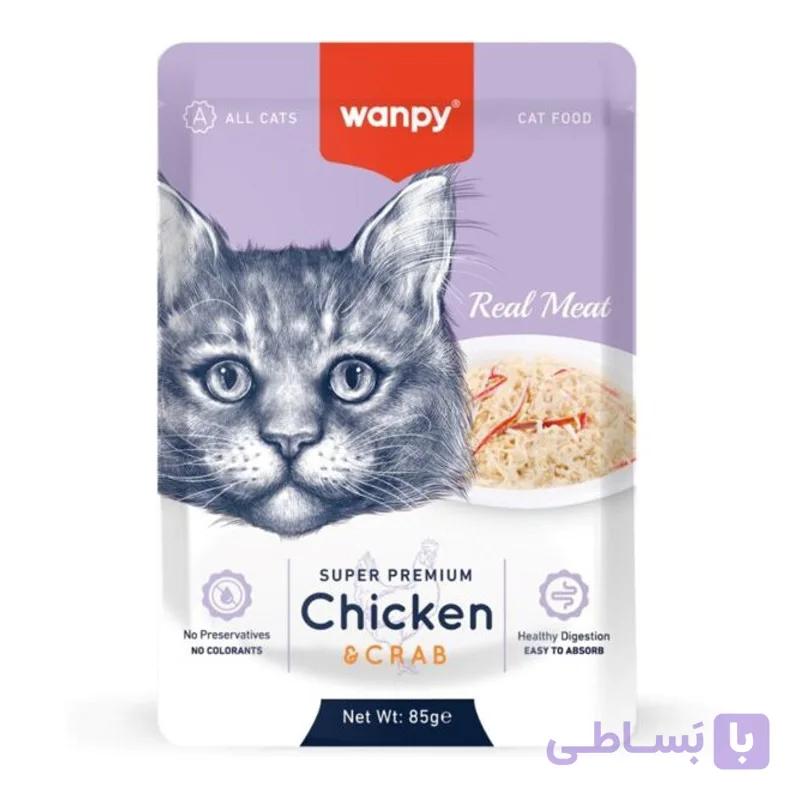 پوچ گربه سوپرپرمیوم ونپی با طعم مرغ و میگو 85 گرم Wanpy Pouch — تصویر 1
