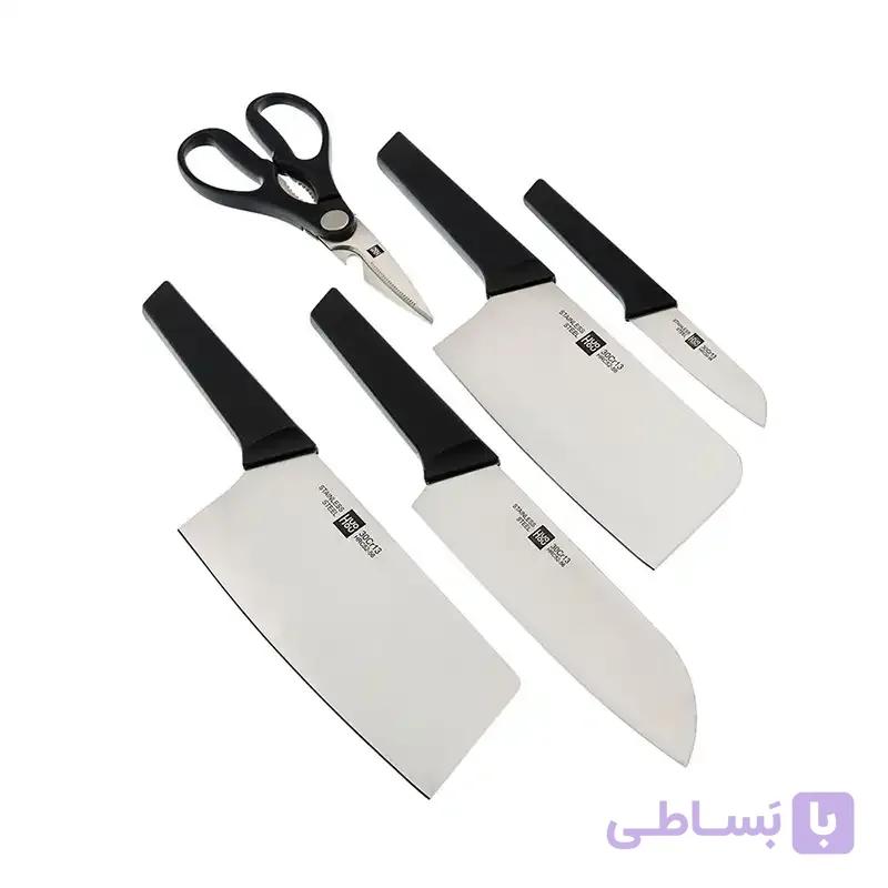 ست 5 تایی چاقوی آشپزخانه به همراه استند شیائومی Xiaomi HuoHou Knife Set HU0057 — تصویر 1