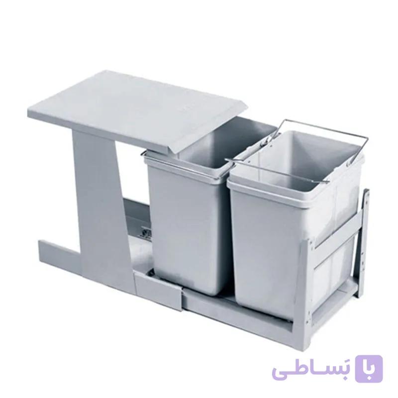 سطل زباله ریلی دو مخزنه متوسط درب باز شو (46 لیتری) آدلان مدل A832 — تصویر 1