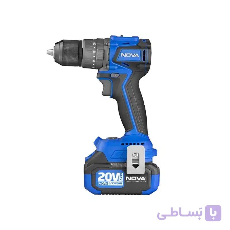 دریل پیچ گوشتی شارژی 20 ولت نووا مدل 5524 براشلس — تصویر 1