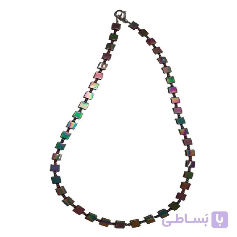 گردنبند سنگ طبیعی حدید مدل آتشی کد 101 — تصویر 1