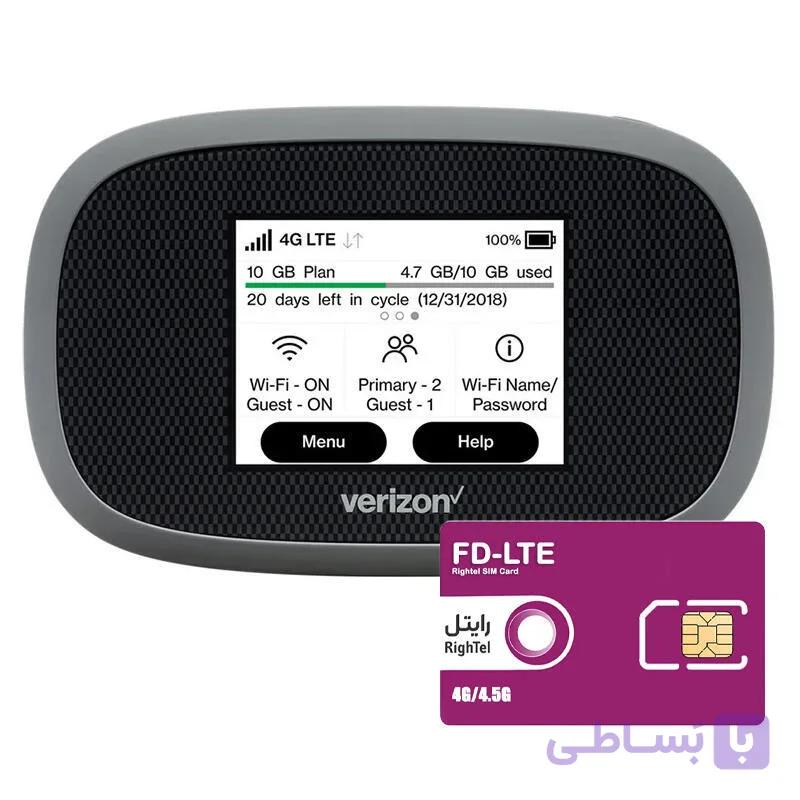 مودم 4.5G قابل حمل ورایزون مدل Verizon MiFi 8800L CAT.18 به همراه سیم کارت رایتل 6 گیگ دو ماهه — تصویر 1