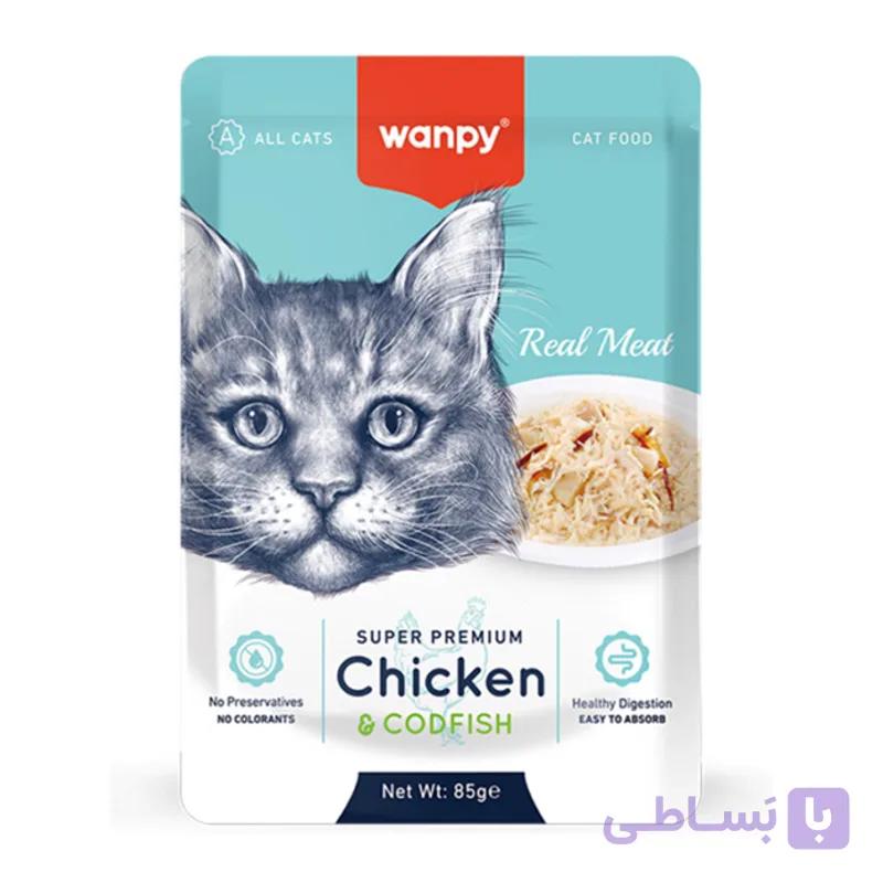 پوچ گربه سوپرپرمیوم ونپی با طعم مرغ و ماهی کاد 85 گرم Wanpy Super Premium — تصویر 1