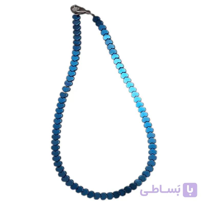 گردنبند سنگ طبیعی حدید مدل قلبی کد 104 — تصویر 1