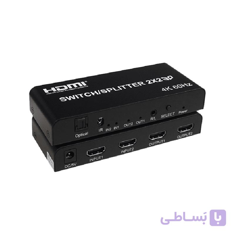 سوئیچ اسپلیتر 2 در 4 HDMI کی نت مدل Knet K-SWSP2024