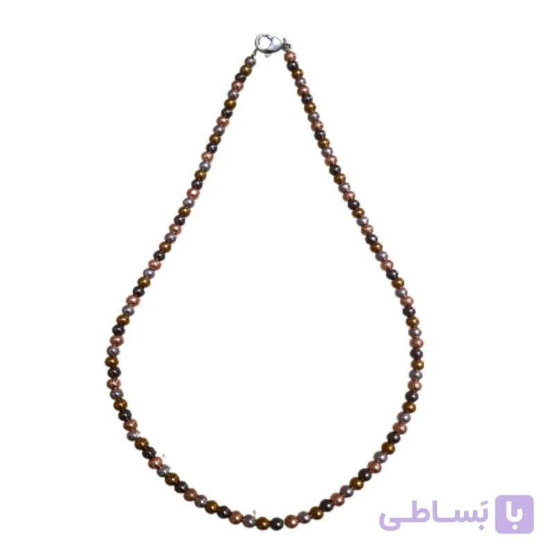 گردنبند سنگ طبیعی حدید مدل چهار گوی کد 108 — تصویر 1