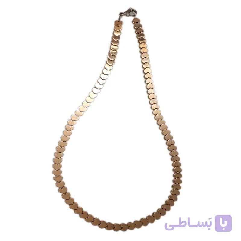 گردنبند سنگ طبیعی حدید مدل قلبی کد 105 — تصویر 1