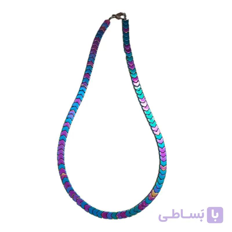 گردنبند سنگ طبیعی حدید مدل فلشی کد 107 — تصویر 1