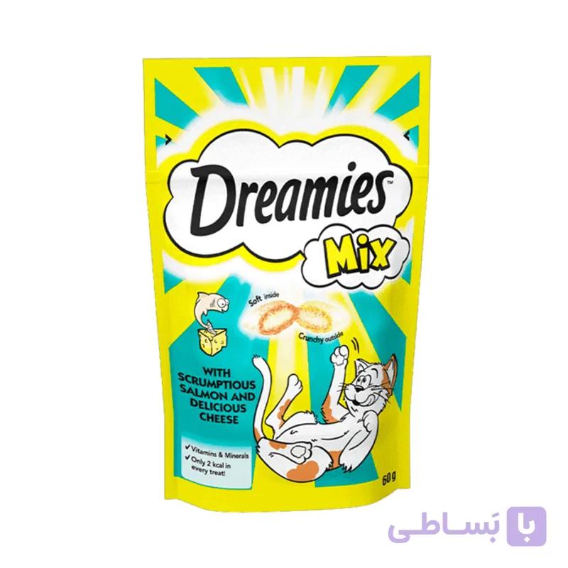تشویقی دریمیز گربه با طعم ماهی سالمون و پنیر 60 گرم Dreamies Cat Snack — تصویر 1
