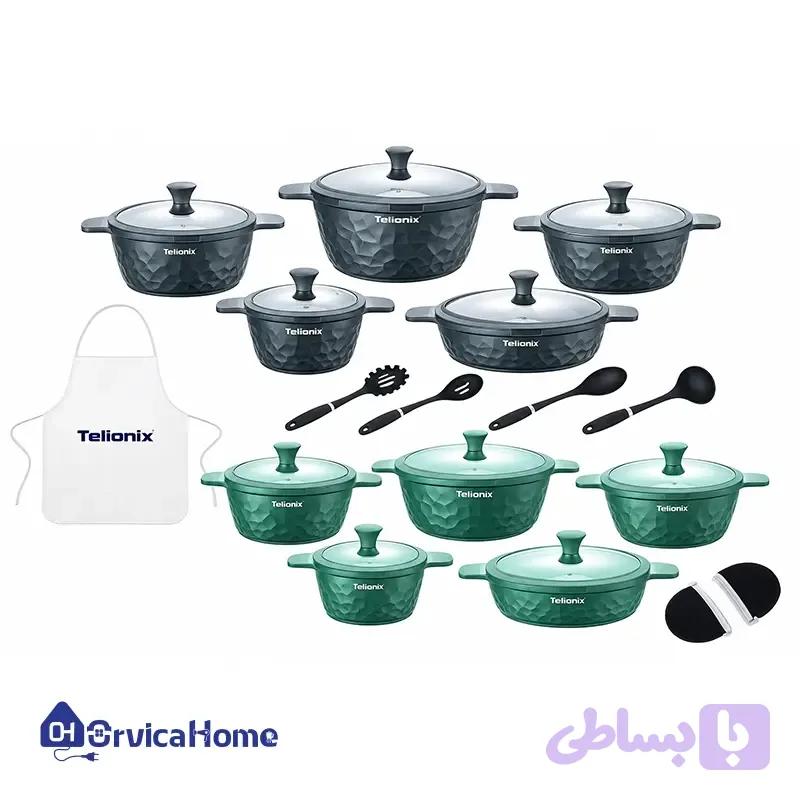 سرویس قابلمه ۱۷ پارچه گرانیتی تلیونیکس مدل TGC5712 — تصویر 1