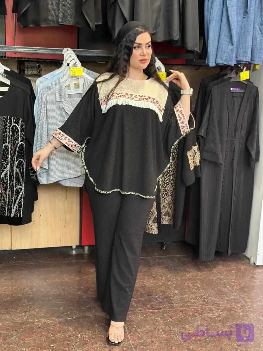 ست مانتو و شلوار زنانه کریشه مراکشی  سبک، خنک و مزونی — تصویر 1