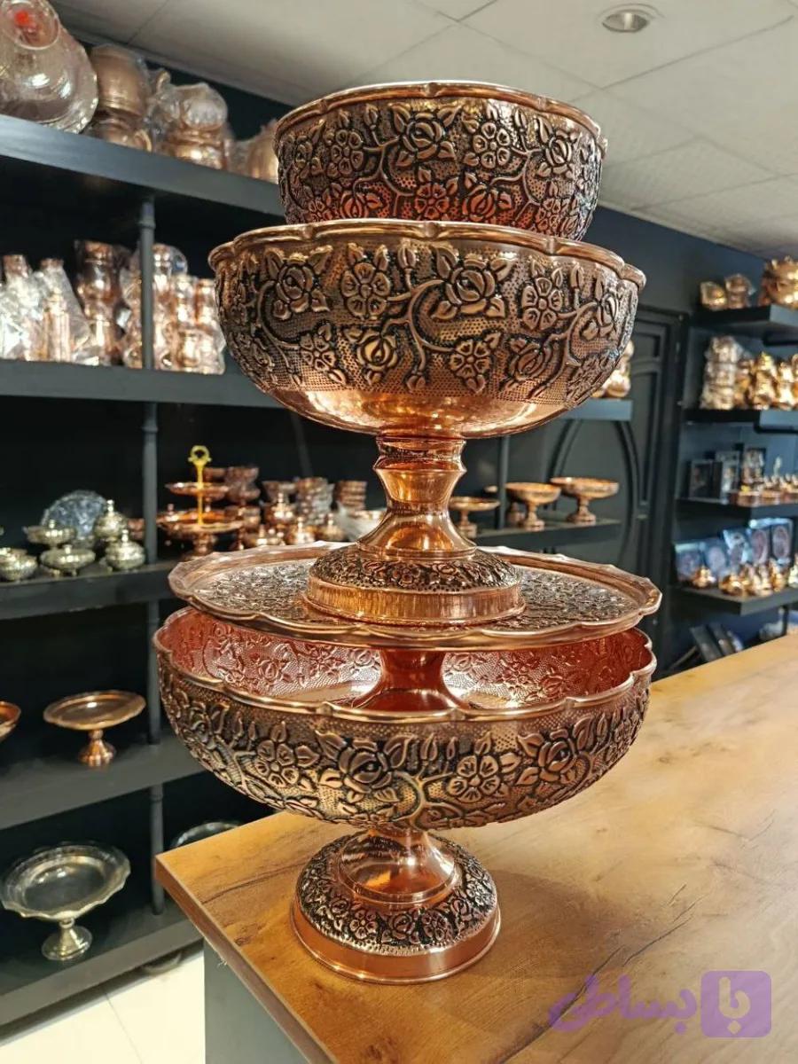 ست پذیرایی مسی ۴ تکه گل رز نانو کروم زنجان — تصویر 1