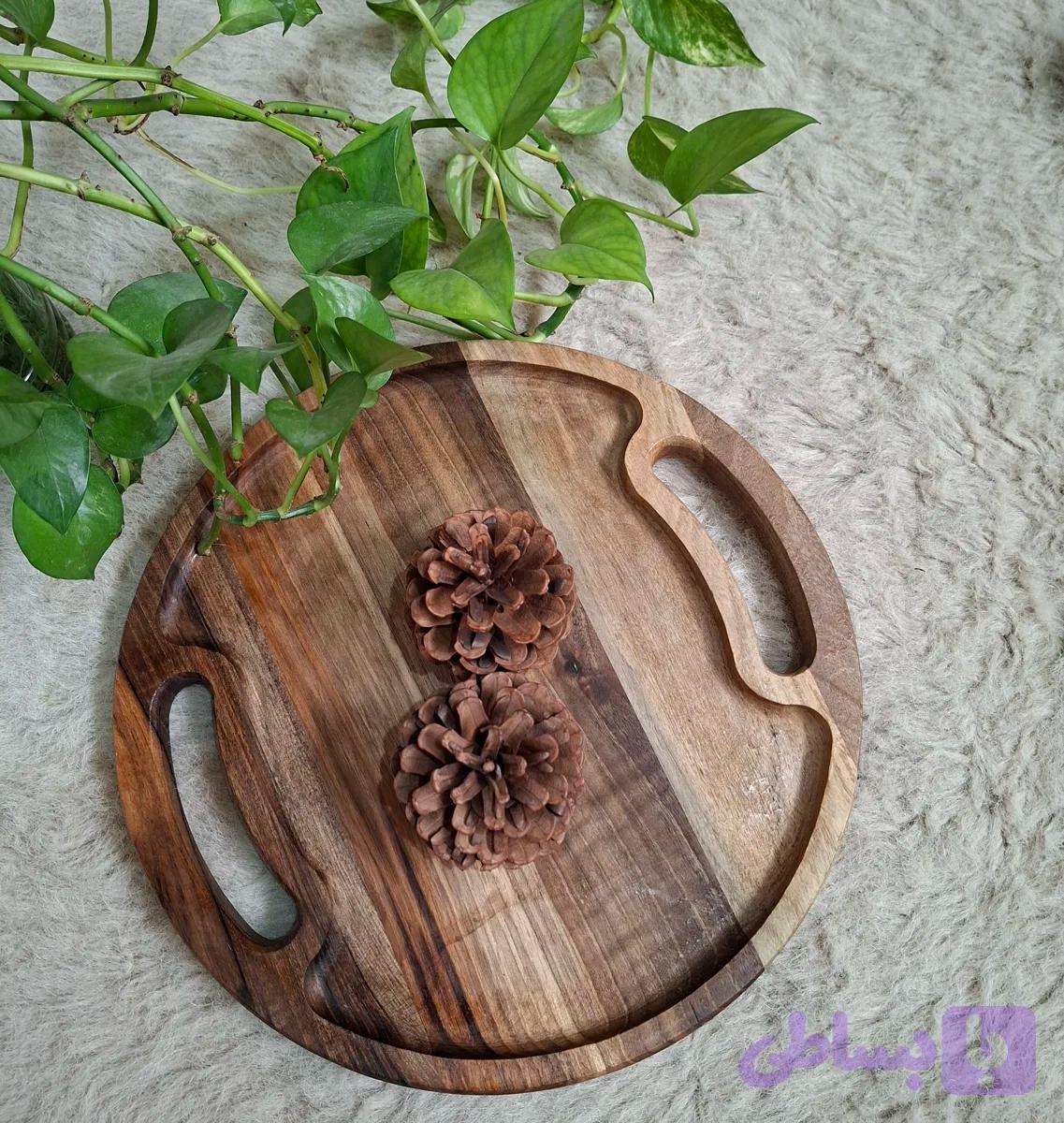 سینی گرد مدل تخت چوب گردو