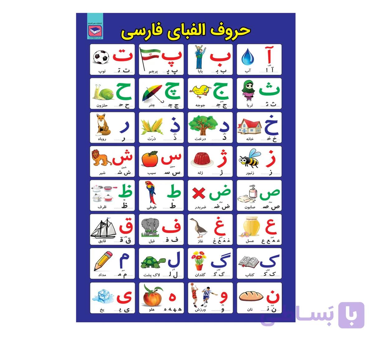 پوستر آموزش حروف الفبای فارسی