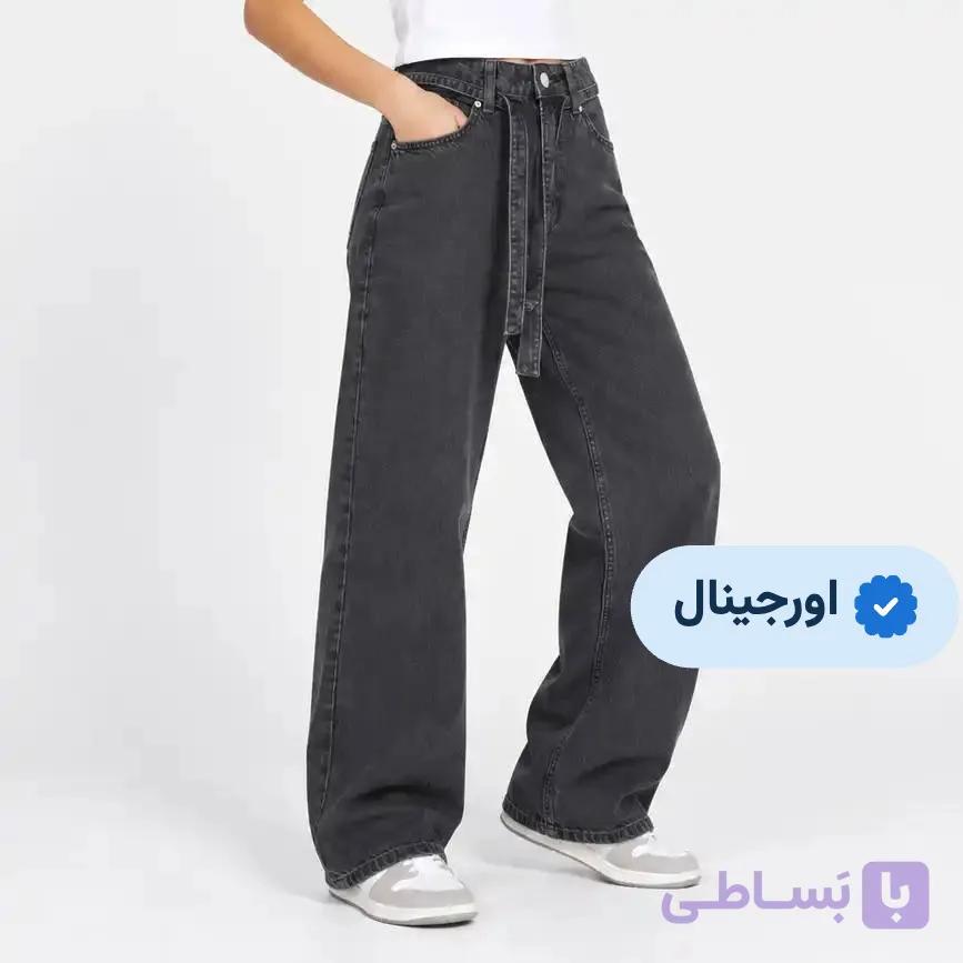 شلوار جین نیم بگ اورجینال برند اچ اند ام H&amp;M رنگ ذغالی — تصویر 1