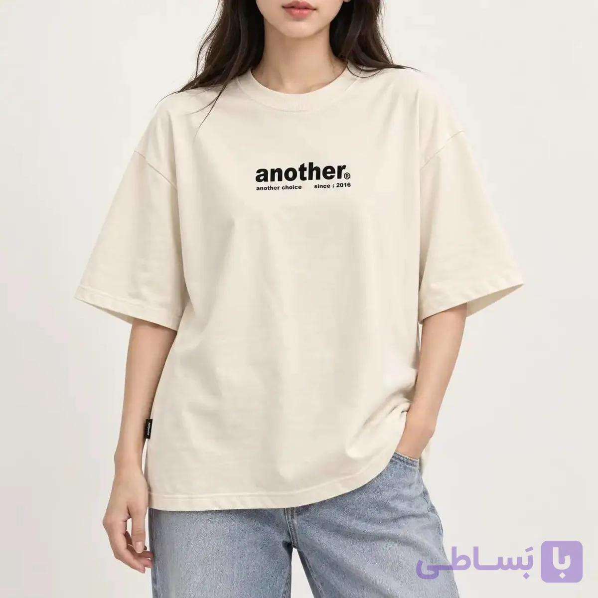 تیشرت باکسی ضخیم (گرم بالا) رنگ کرم Another — تصویر 1