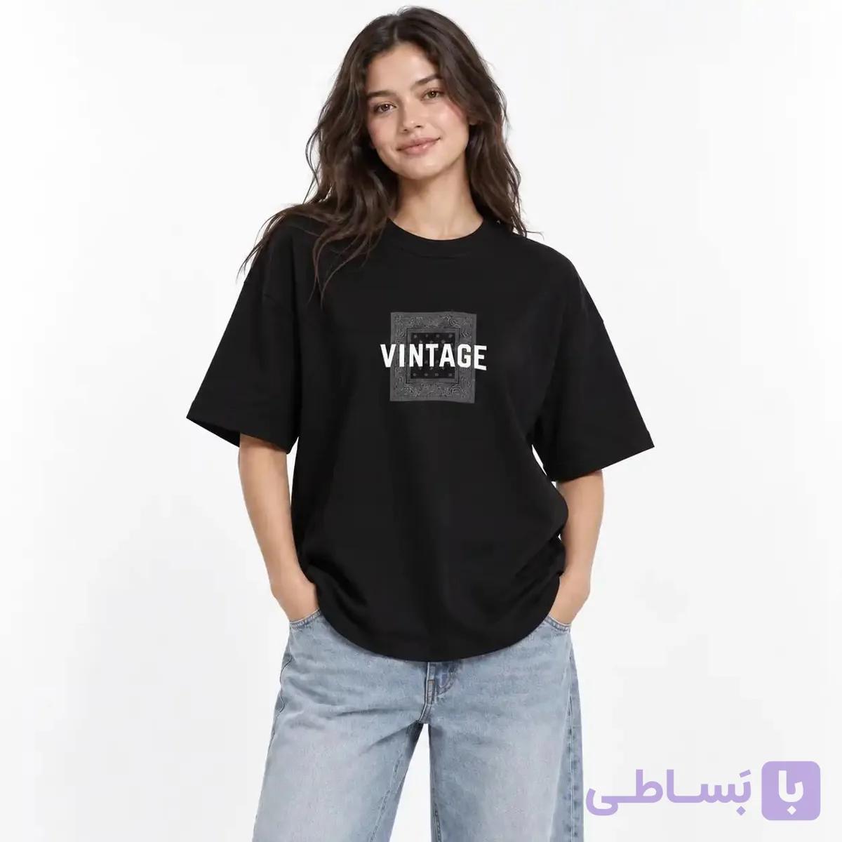 تیشرت طرح دار ضخیم گرم بالا VINTAGE سفید — تصویر 1